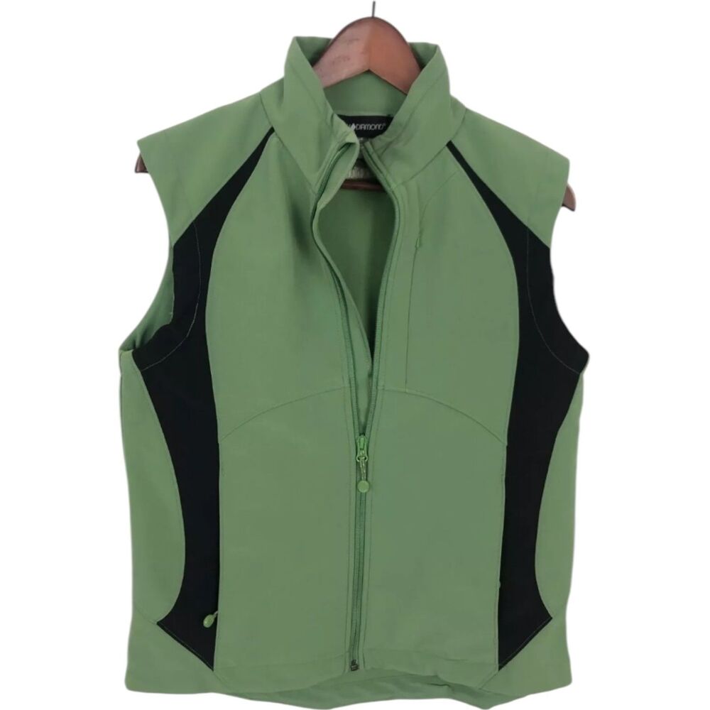 Black Diamond Green Zipper Soft Shell Vest Zippered Pockets Women's Small